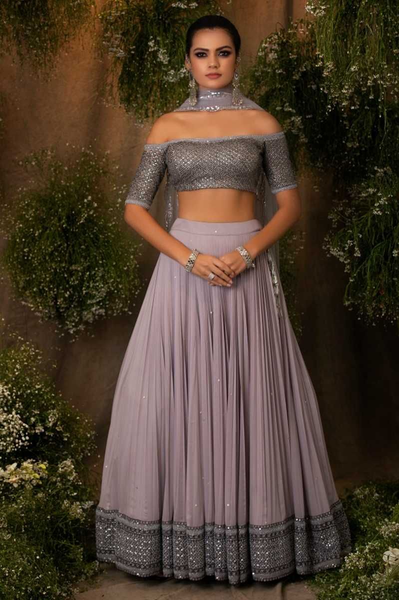 GREY EMBROIDERY LEHENGA 