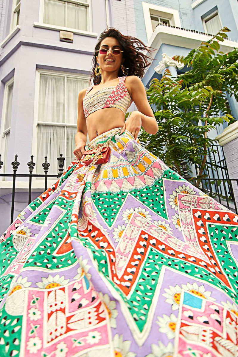 VIOLIN MULTI COLOR LEHENGA SET