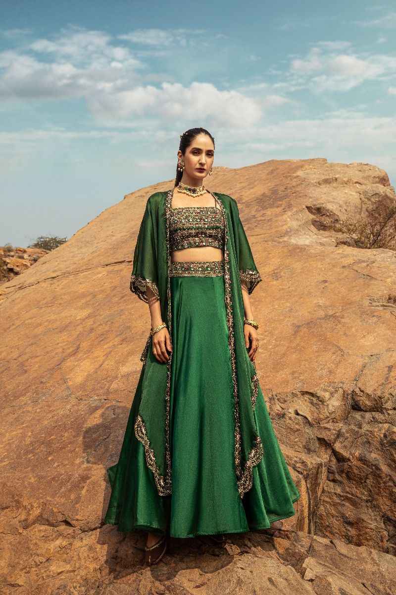 EMBROIDERED LEHENGA WITH CAPE 