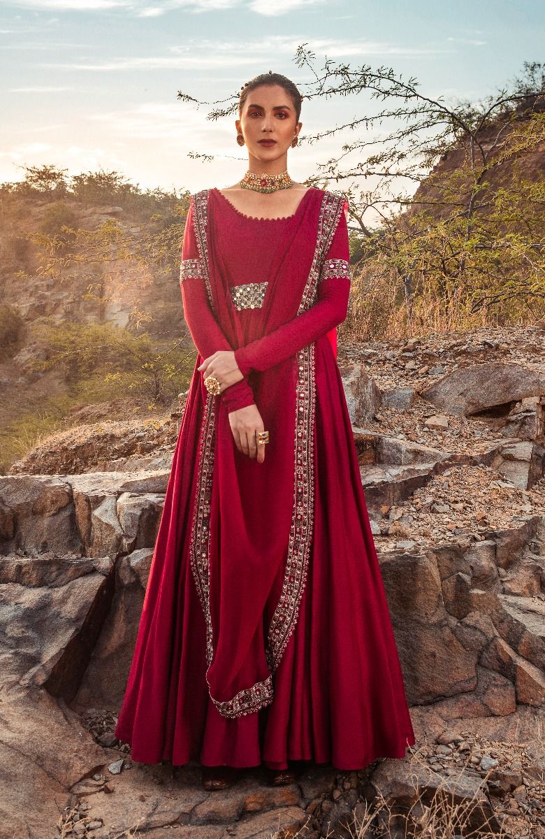 FUCHSIA EMBELLISHED ANARKALI SET