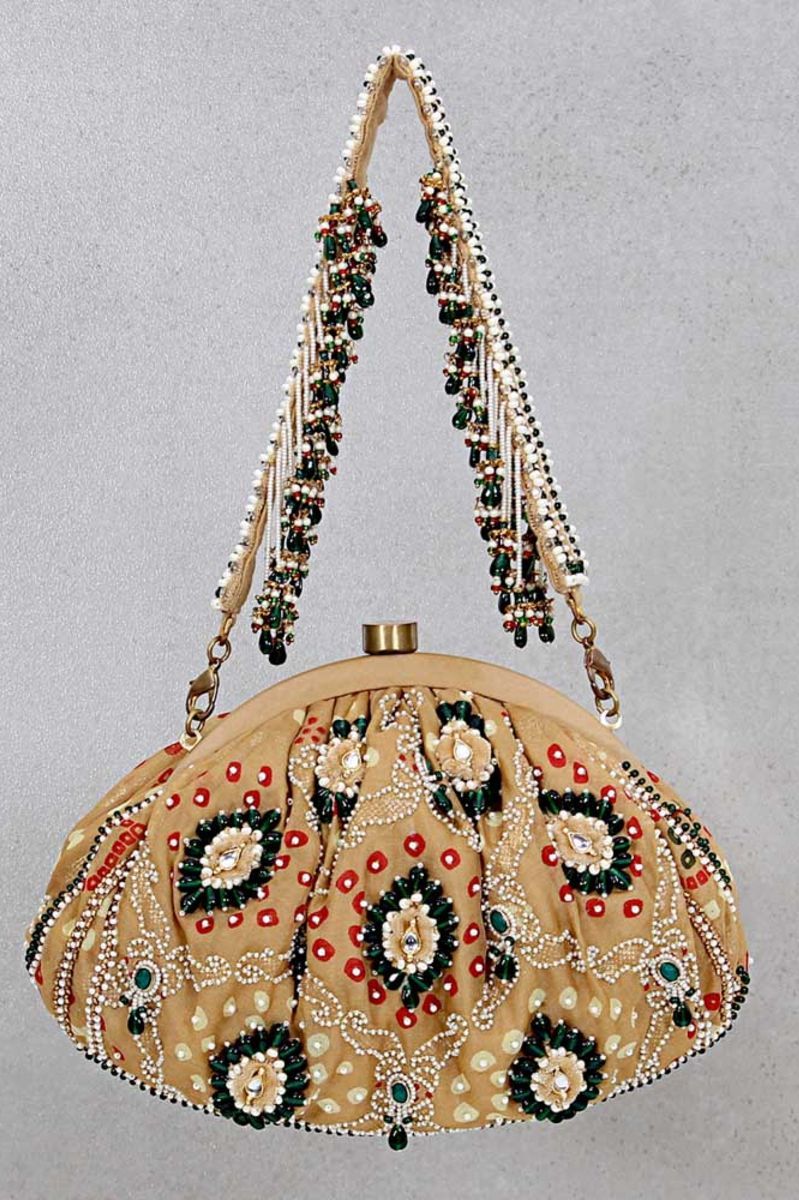 BEIGE AKIRA SOFT POUCH WITH HANDLE