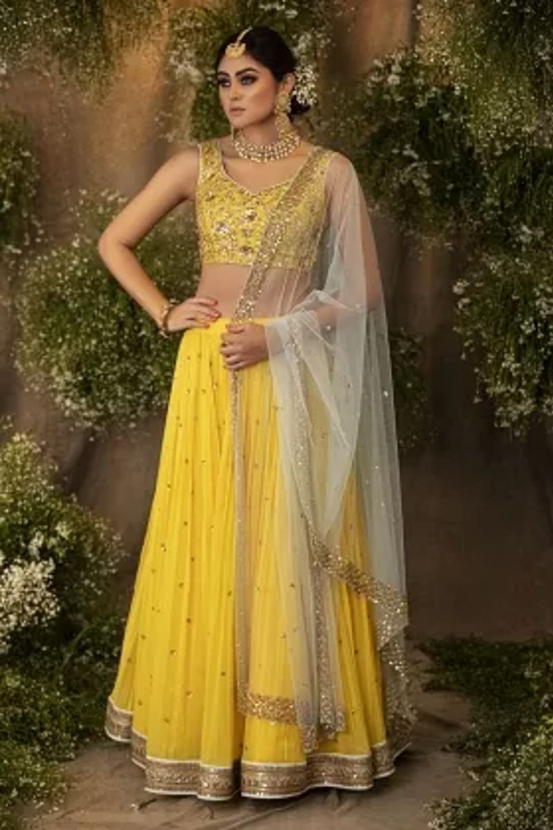 YELLOW EMB. GGT LEHENGA SET