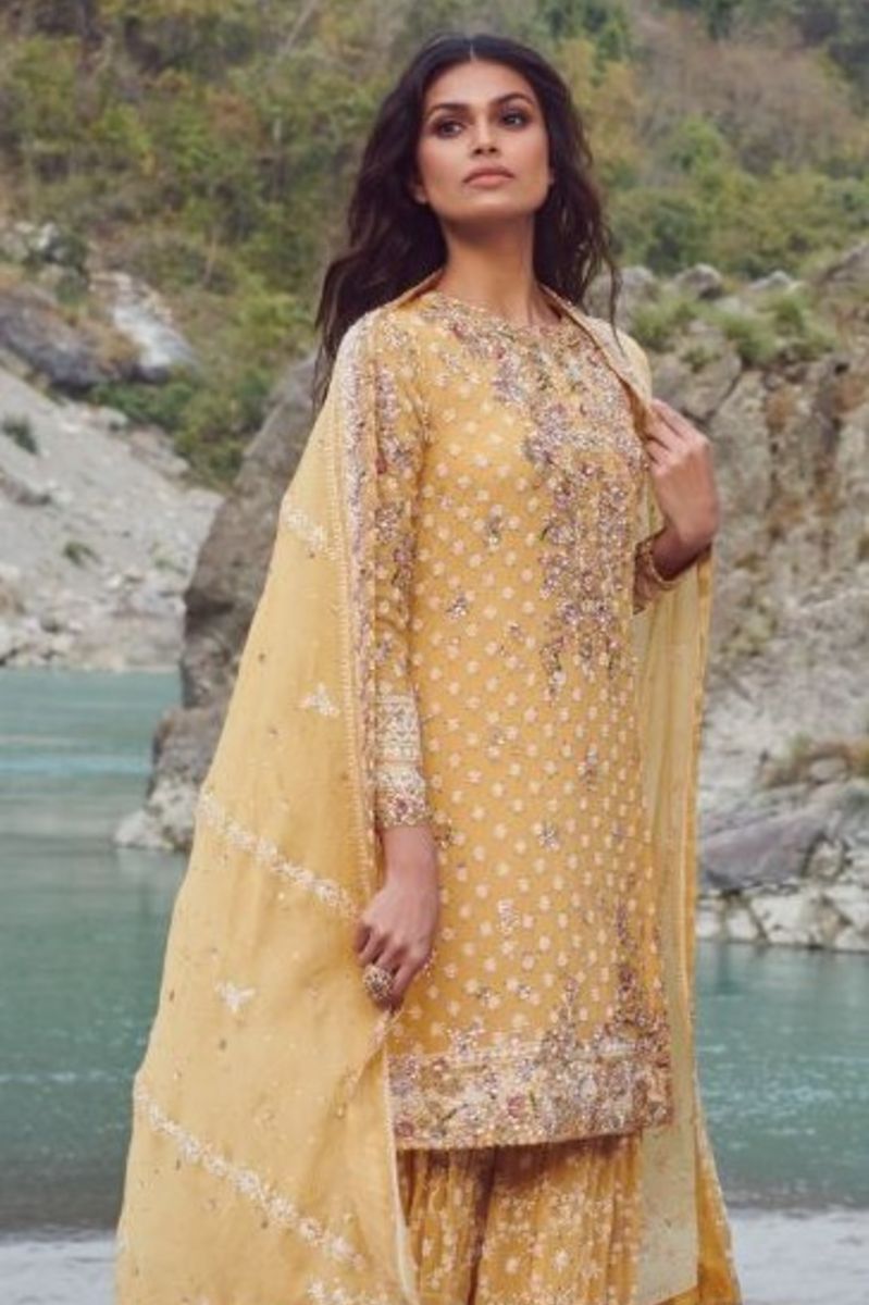 ZULEIKA CHIFFON CHIKANKARI KURTA-SHARARA SET