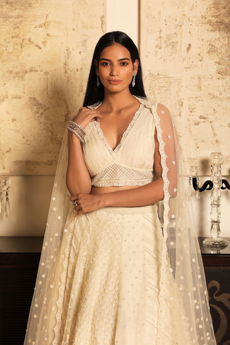 IVORY EMBROIDERY LEHENGA SET