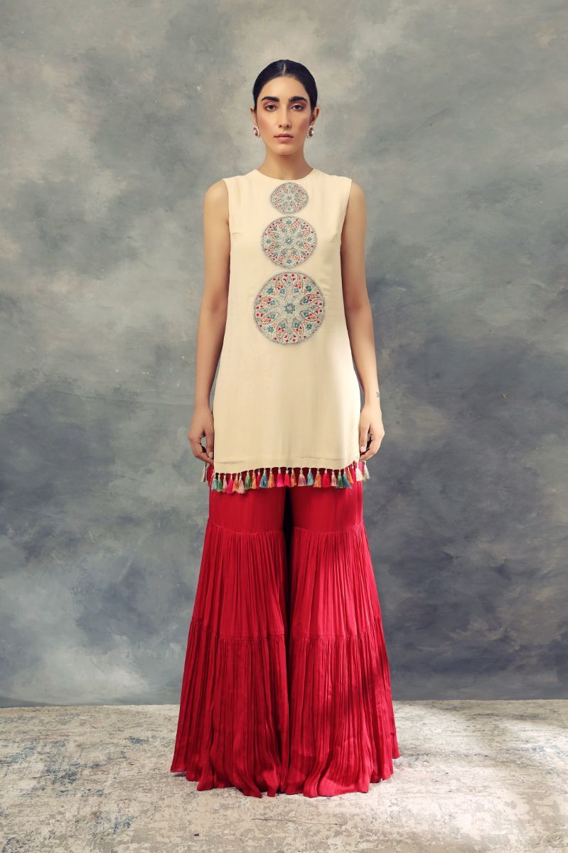 IVORY KURTA AND SHARARA SET 