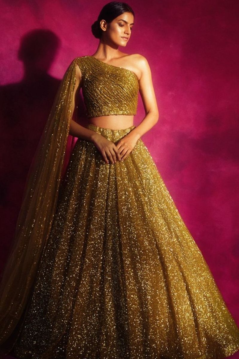 DULL GOLD EMBELLISHED LEHENGA SET