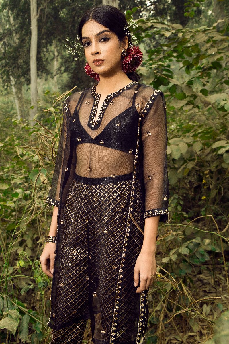 SPARKLE ONYX SHEER KURTA SET