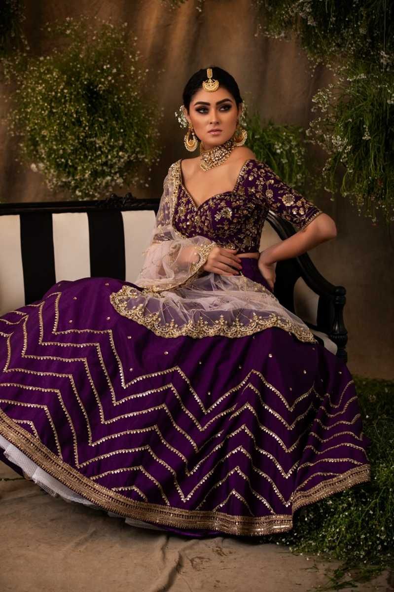 PURPLE EMBROIDERED LEHENGA 