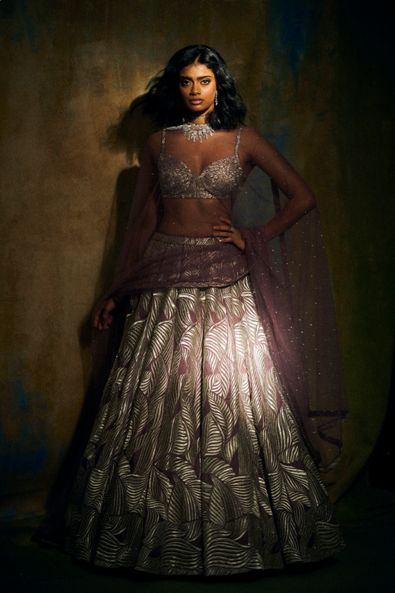 SILVER LEAF LEHENGA SET
