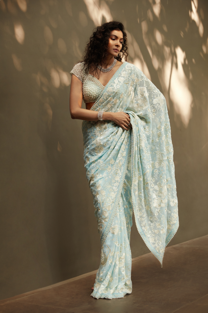 POWDER BLUE SAREE