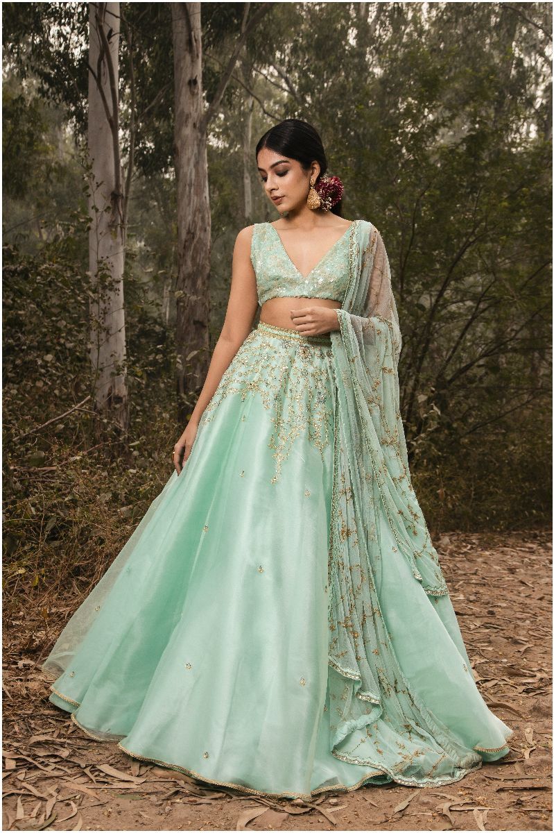 SEA GREEN SPARKLE LEHENGA SET
