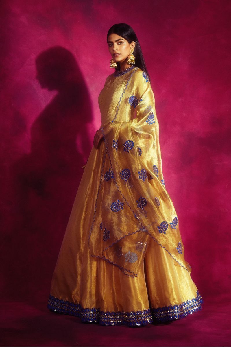 ROYAL BLUE EMBROIDERED ANARKALI SET