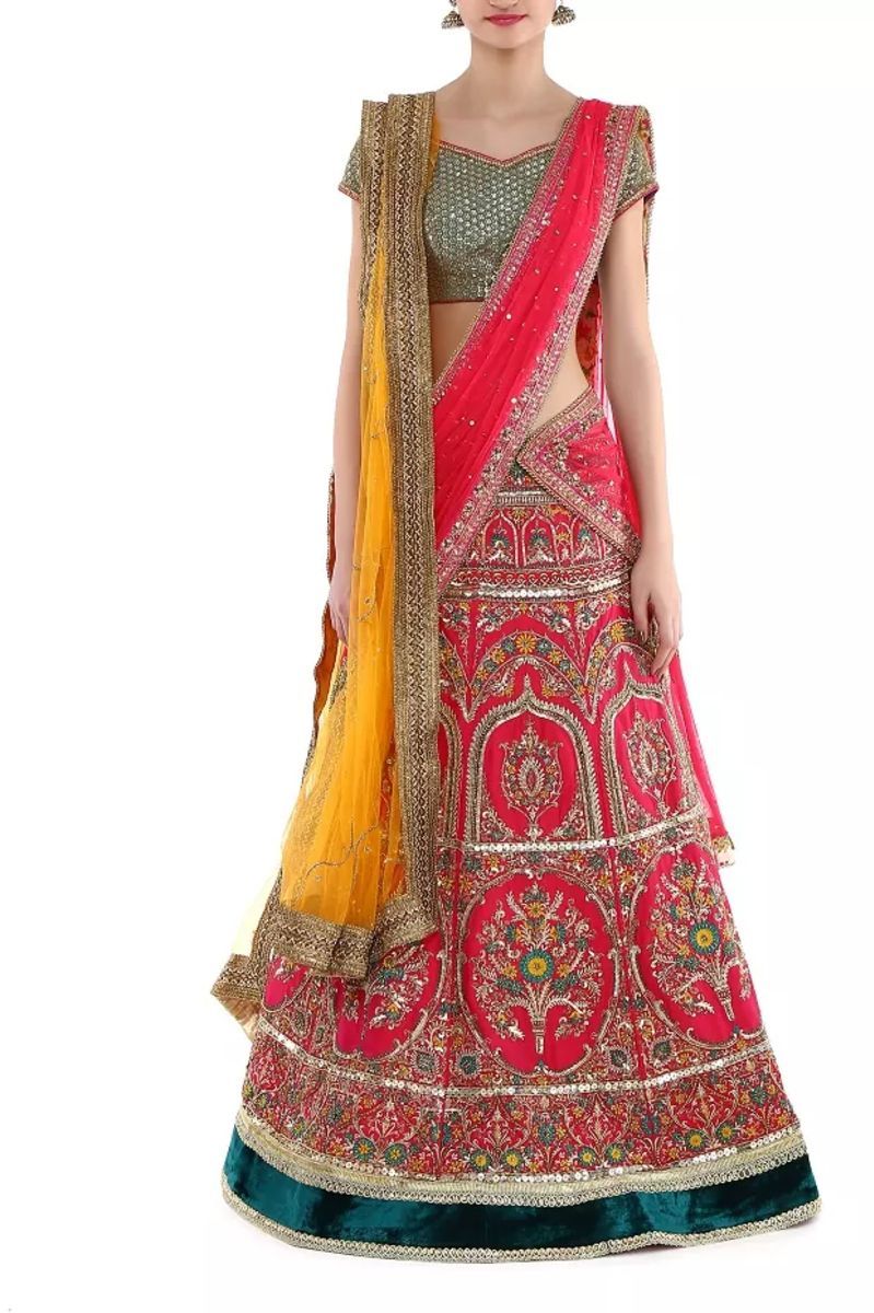 PINK SILK EMBROIDERED LEHENGA SET