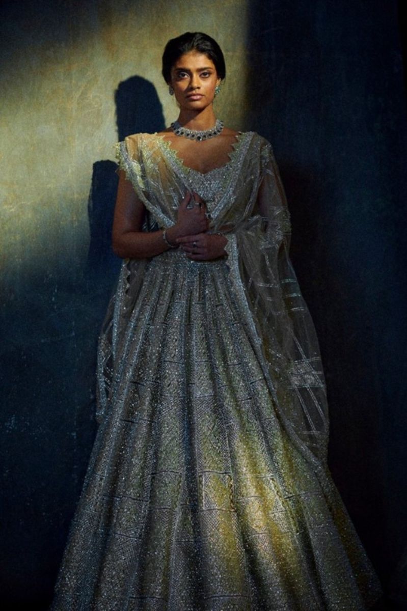 GOLD SILVER METALLIC LEHENGA SET