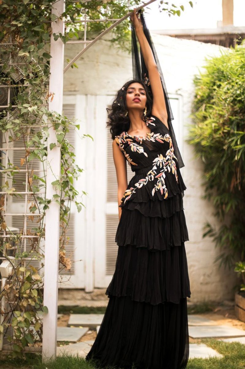 BLACK PEPLUM TOP & SKIRT SET