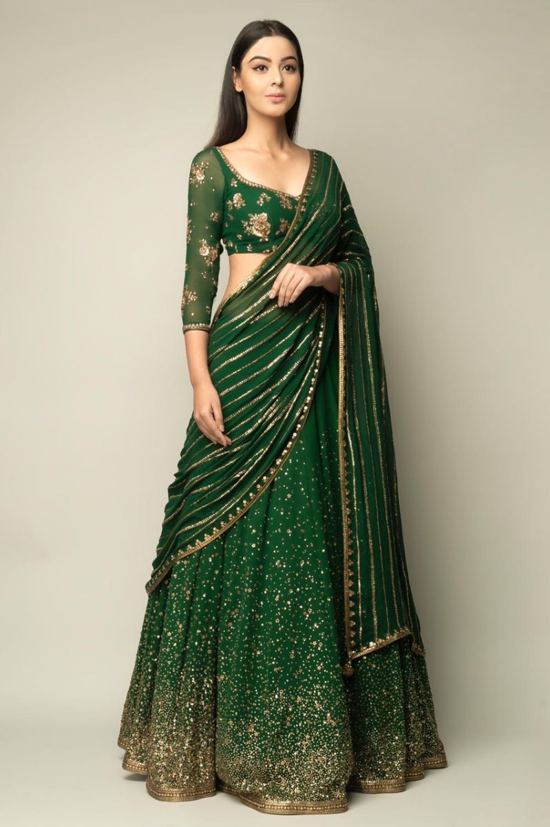 MASTAANI GREEN LEHENGA SET