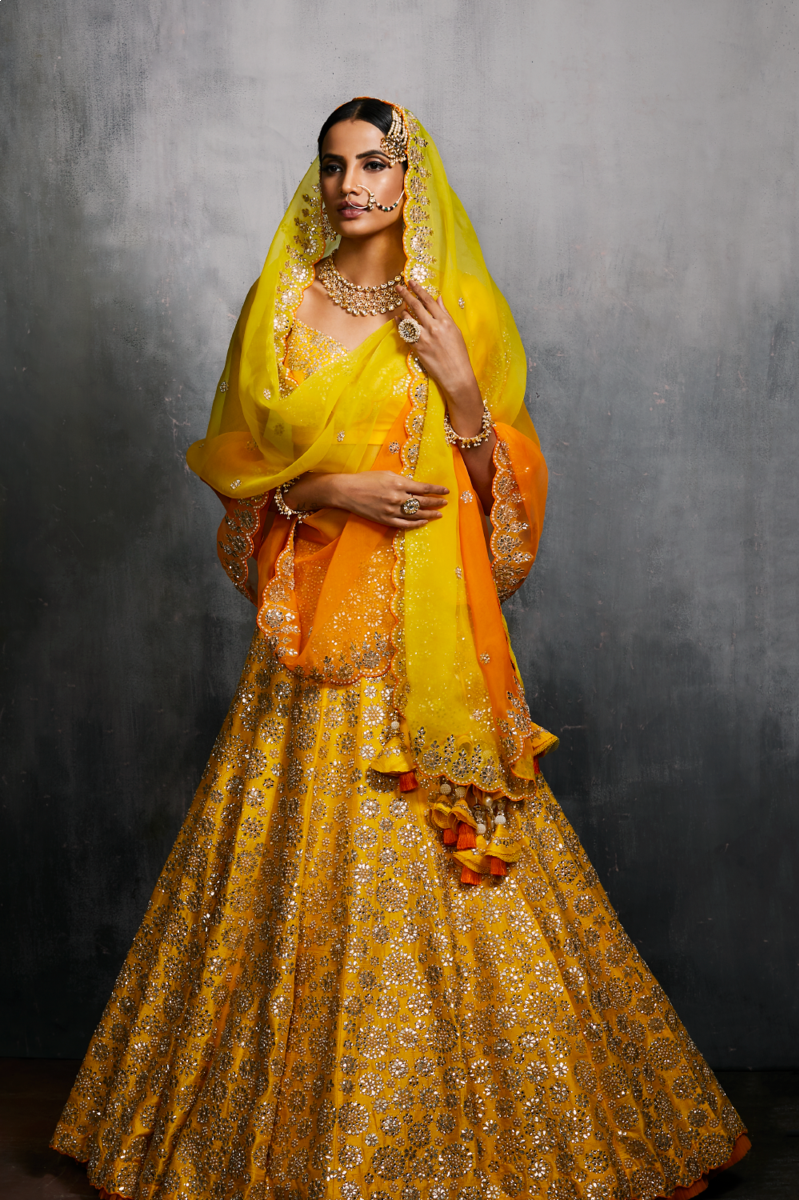 YELLOW GOTA PATTI LEHENGA SET