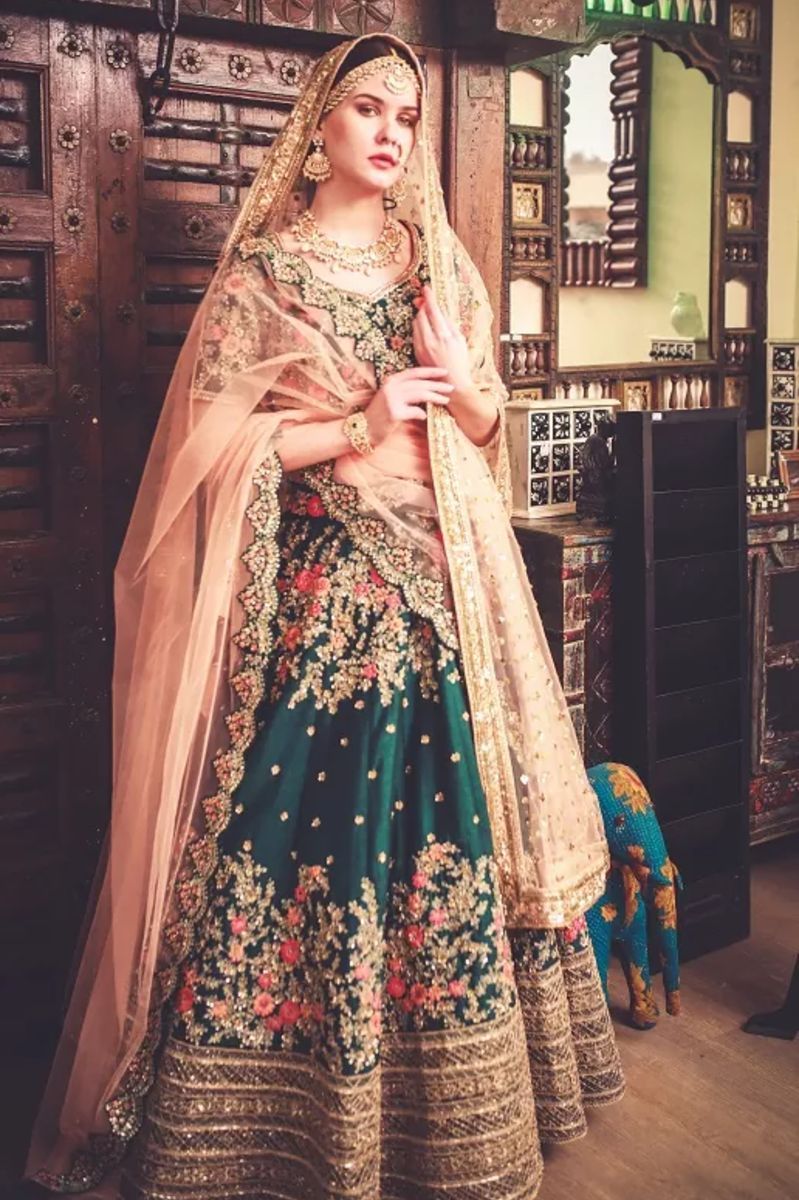 EMERALD GREEN SEQUINS LEHENGA SET