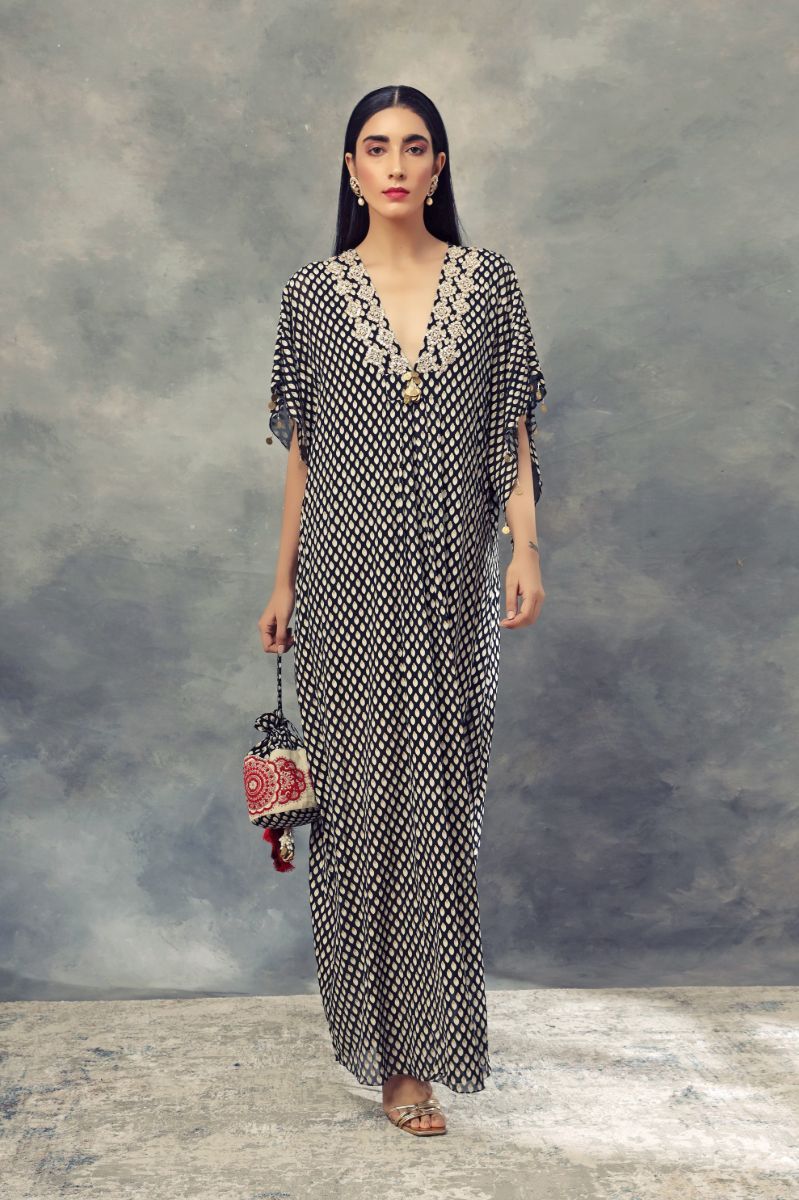 BLACK PRINTED KAFTAN
