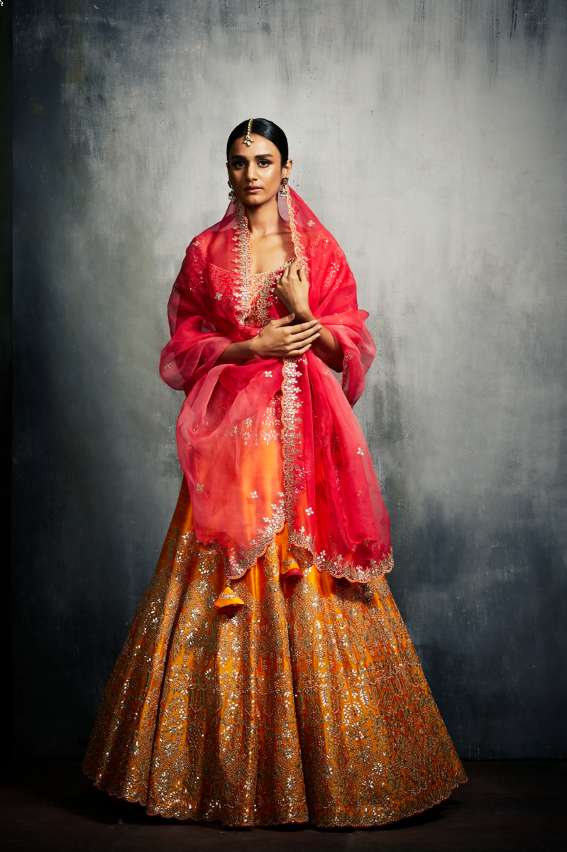 CORAL GOTA PATTI LEHENGA SET
