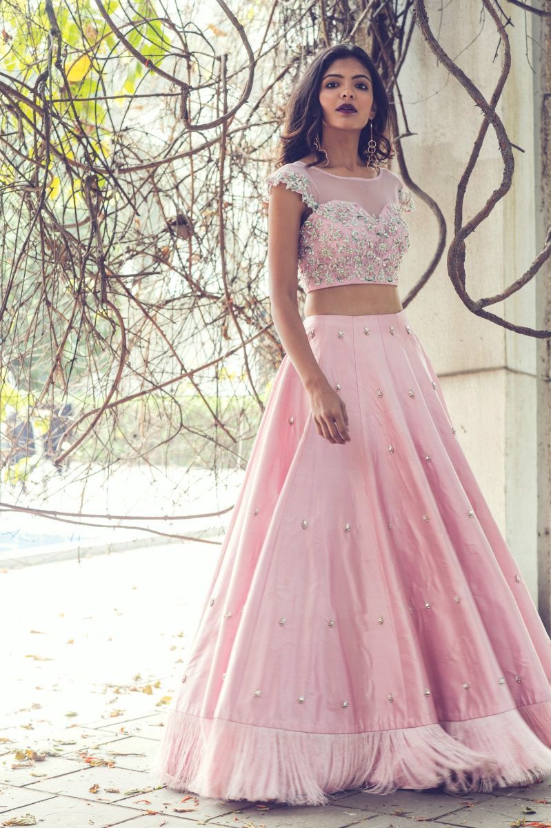 PINK LEHENGA SET WITH FRINGES