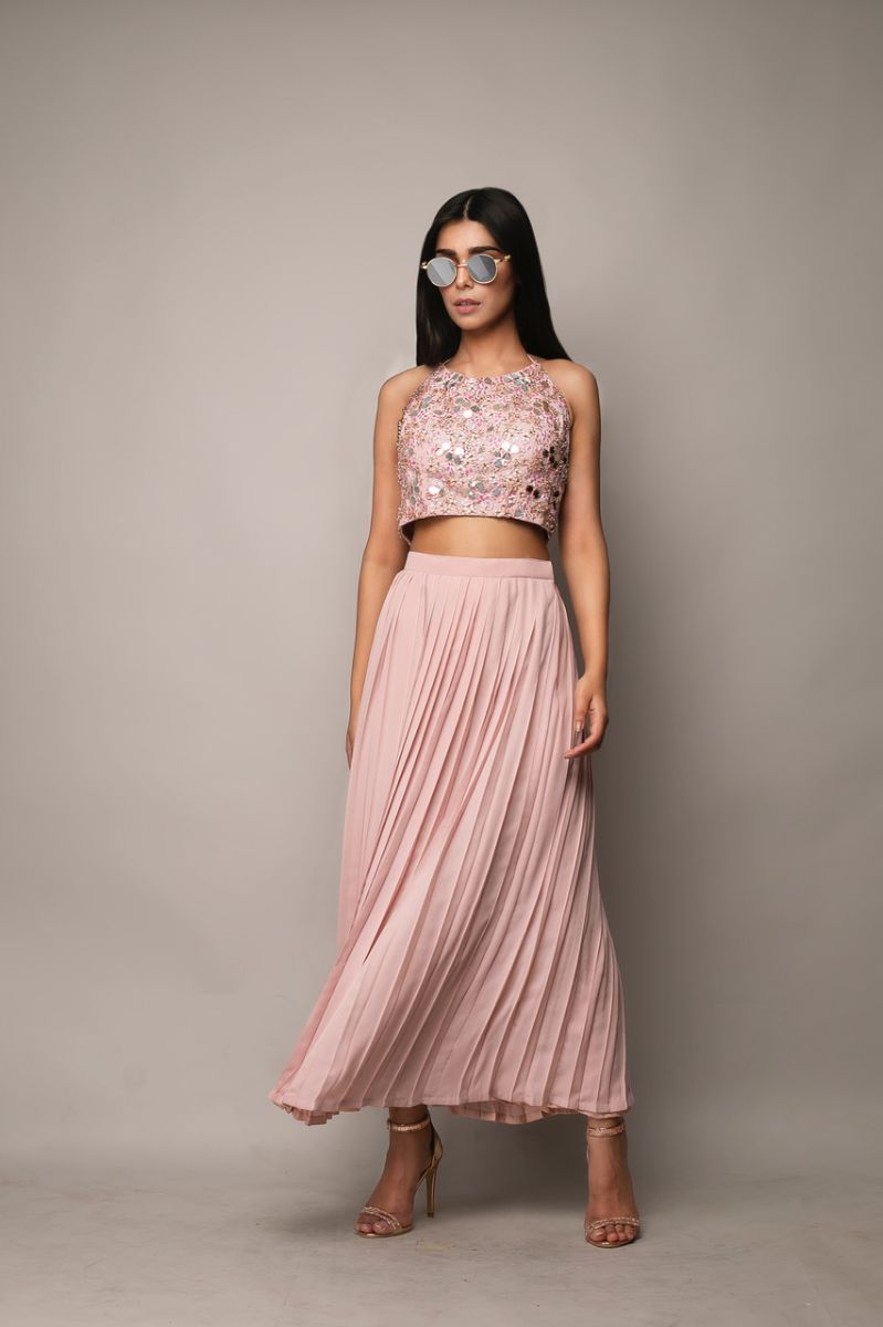 PINK CROP LEHENGA SET