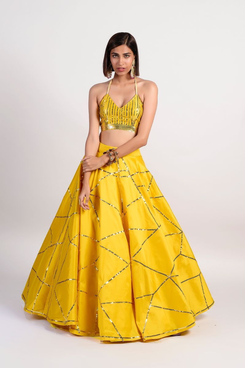 TAFFETA SILK EMBROIDERED LEHENGA SET