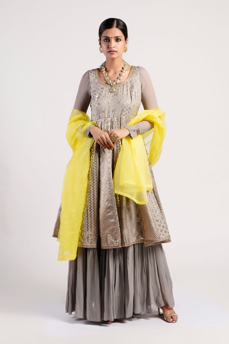 DARK GREY ANARKALI SET