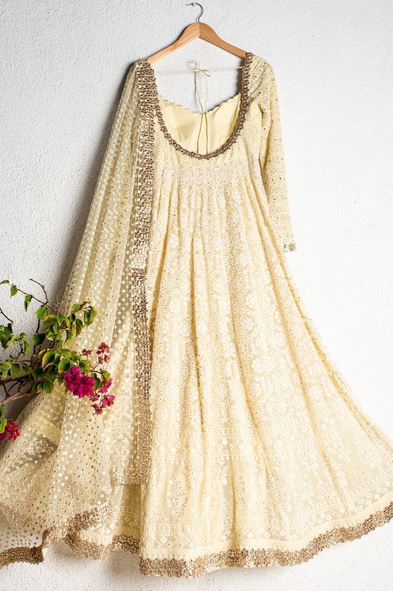 SUGAR COOKIE YELLOW THREADWORK ANARKALI SET