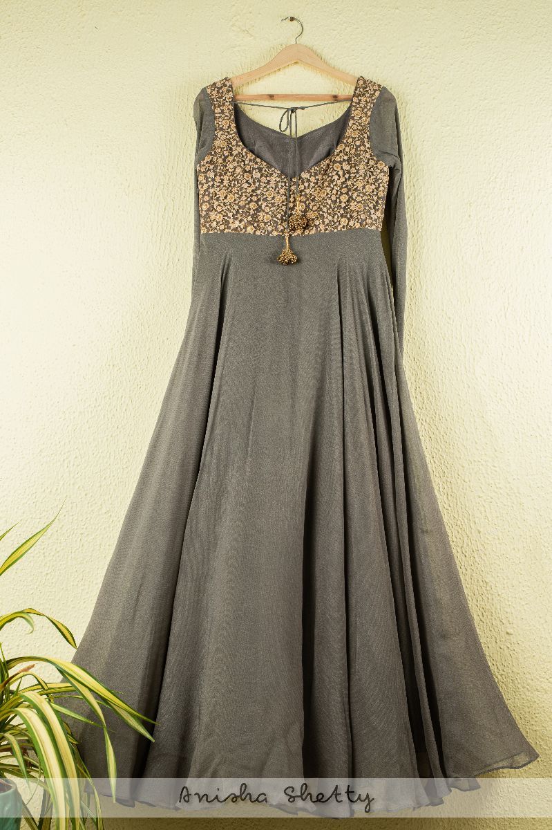 STEEL GREY ANARKALI SET