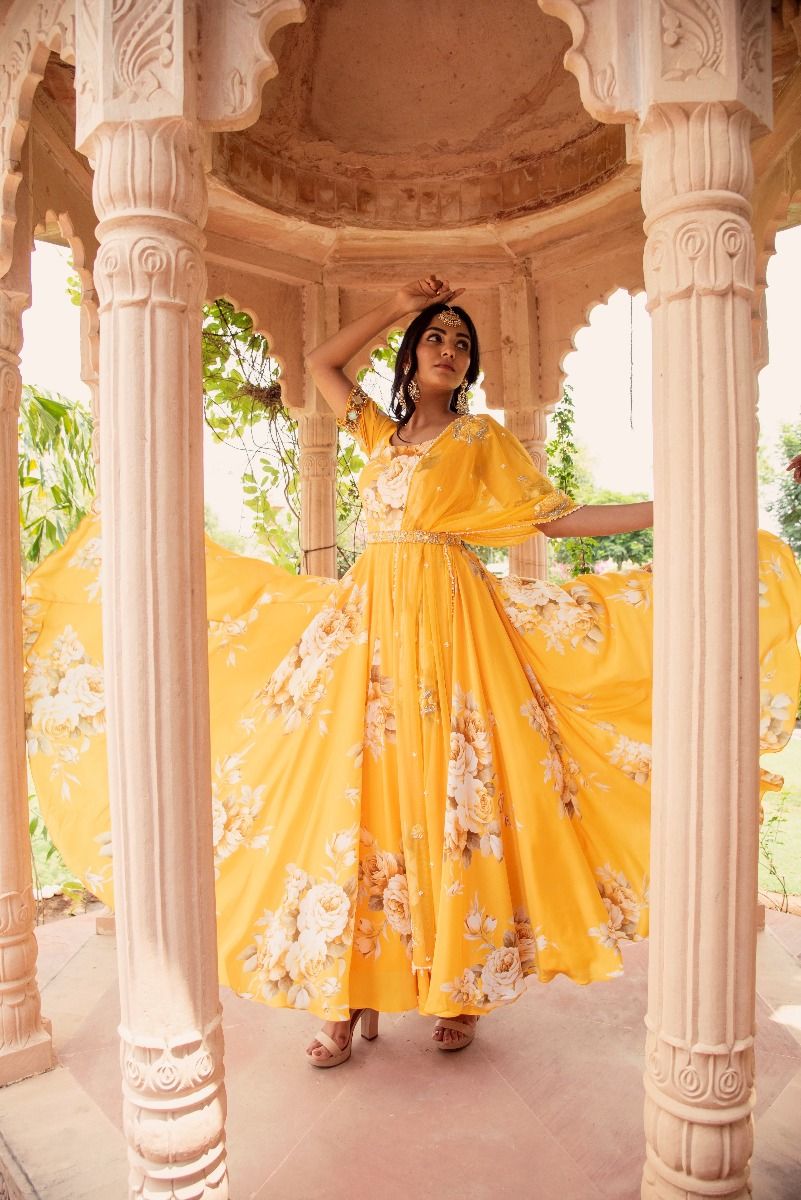 YELLOW ANARKALI SET