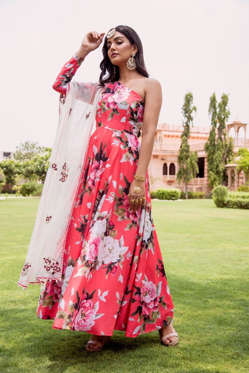 BRIGHT PINK ANARKALI SET