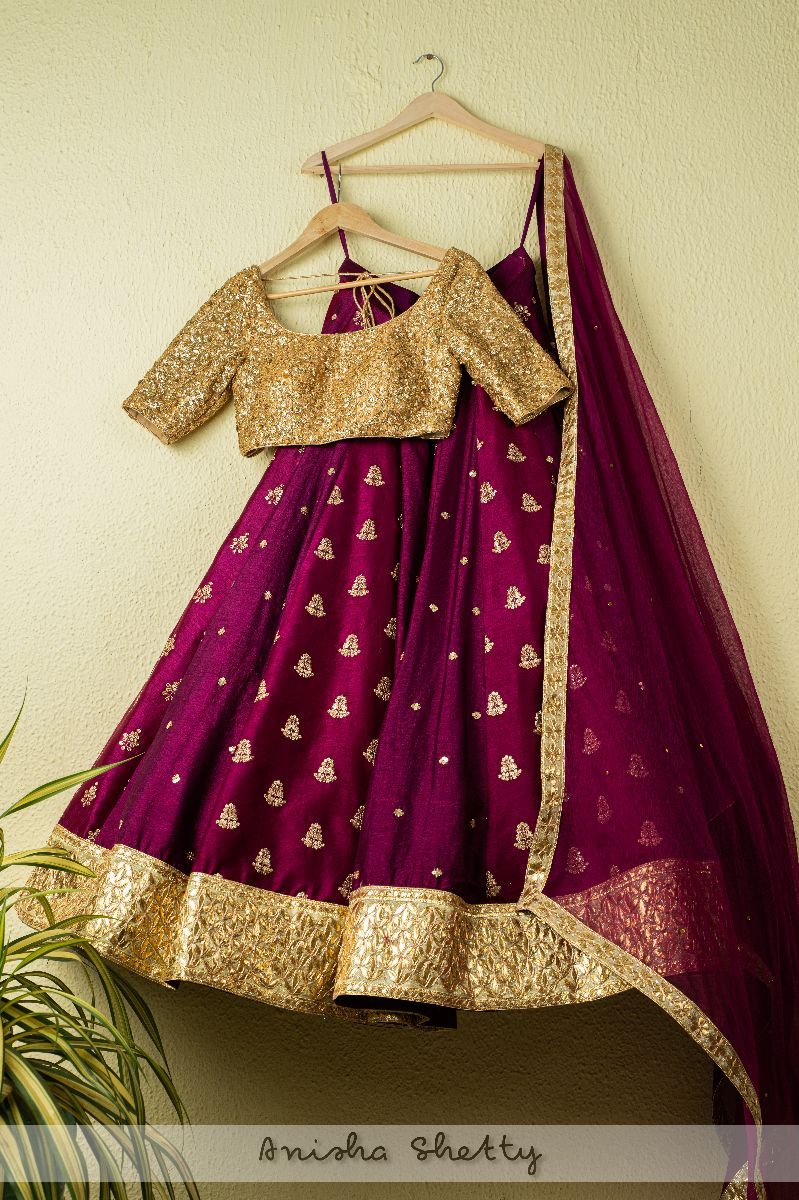 MULBERRY PURPLE GOTA SEQUENCE KALIDARI LEHENGA 