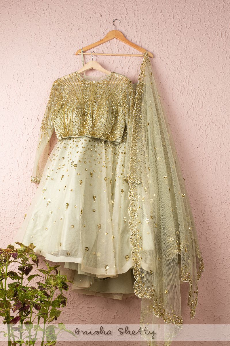 PISTACHIO SPARKLE BRIDAL LEHENGA SET