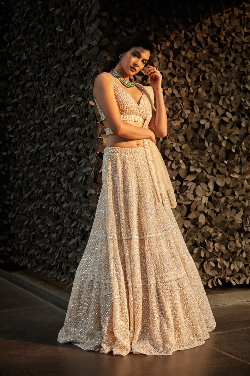 CHAMPAGNE PEARL LEHENGA SET