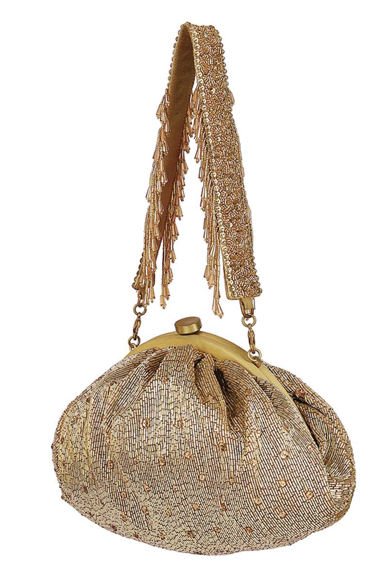 ECLAT SOFT POUCH GOLD SILVER WITH HANDLE