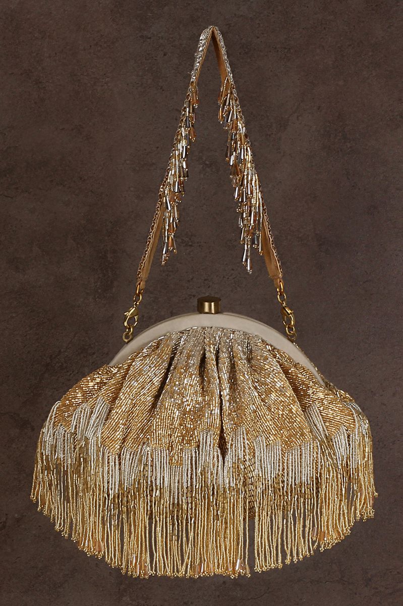 FIRANTE SOFT POUCH GOLD SILVER WITH HANDLE