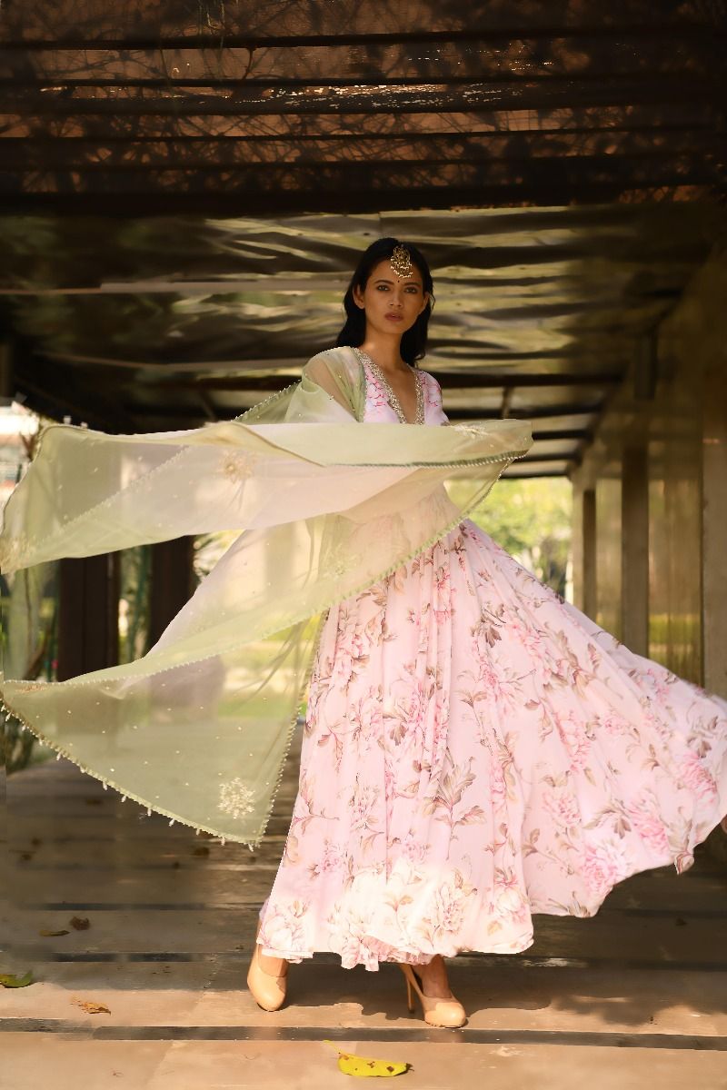 PINK EMBROIDERED BACKLESS ANARKALI SET