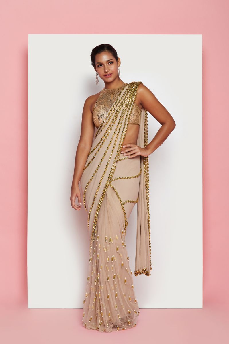 TORTILLA BEIGE SAREE SET