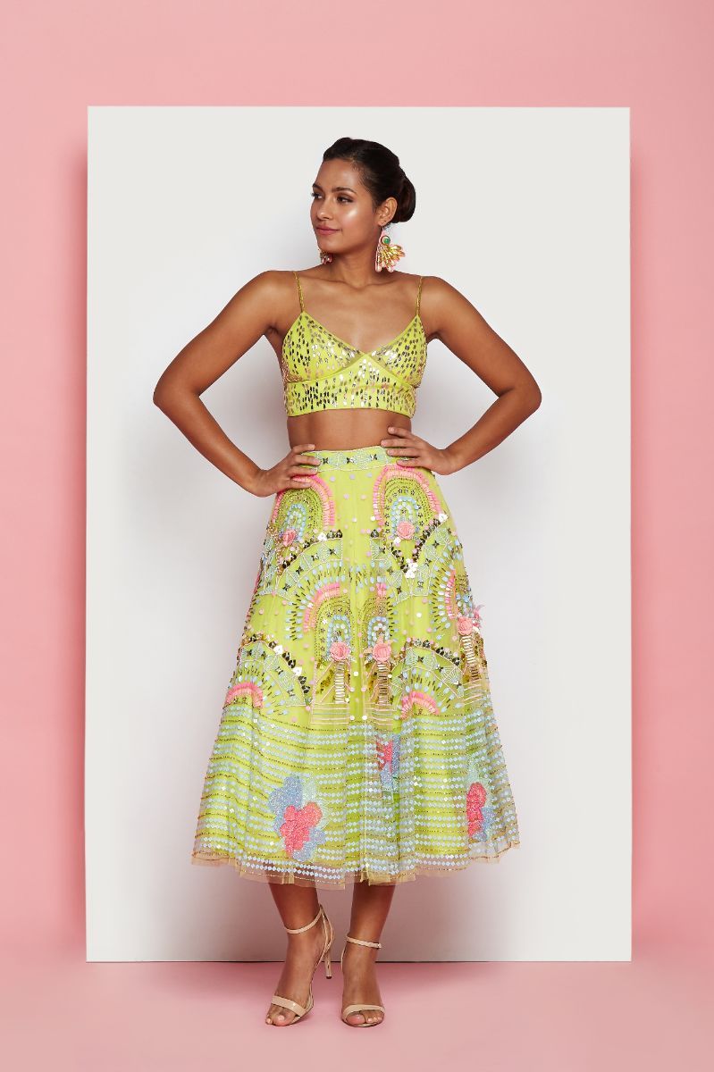 BELLE LIME SHORT LEHENGA SET