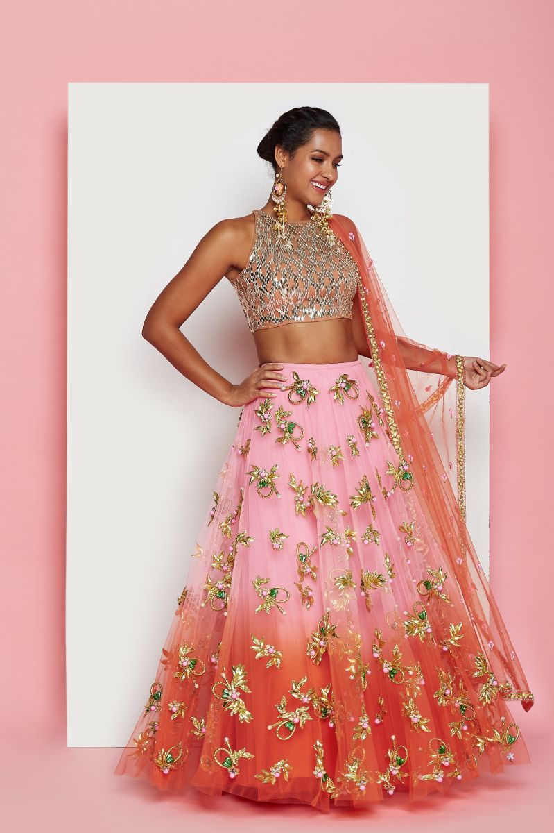 ORANGE SKY LEHENGA SET