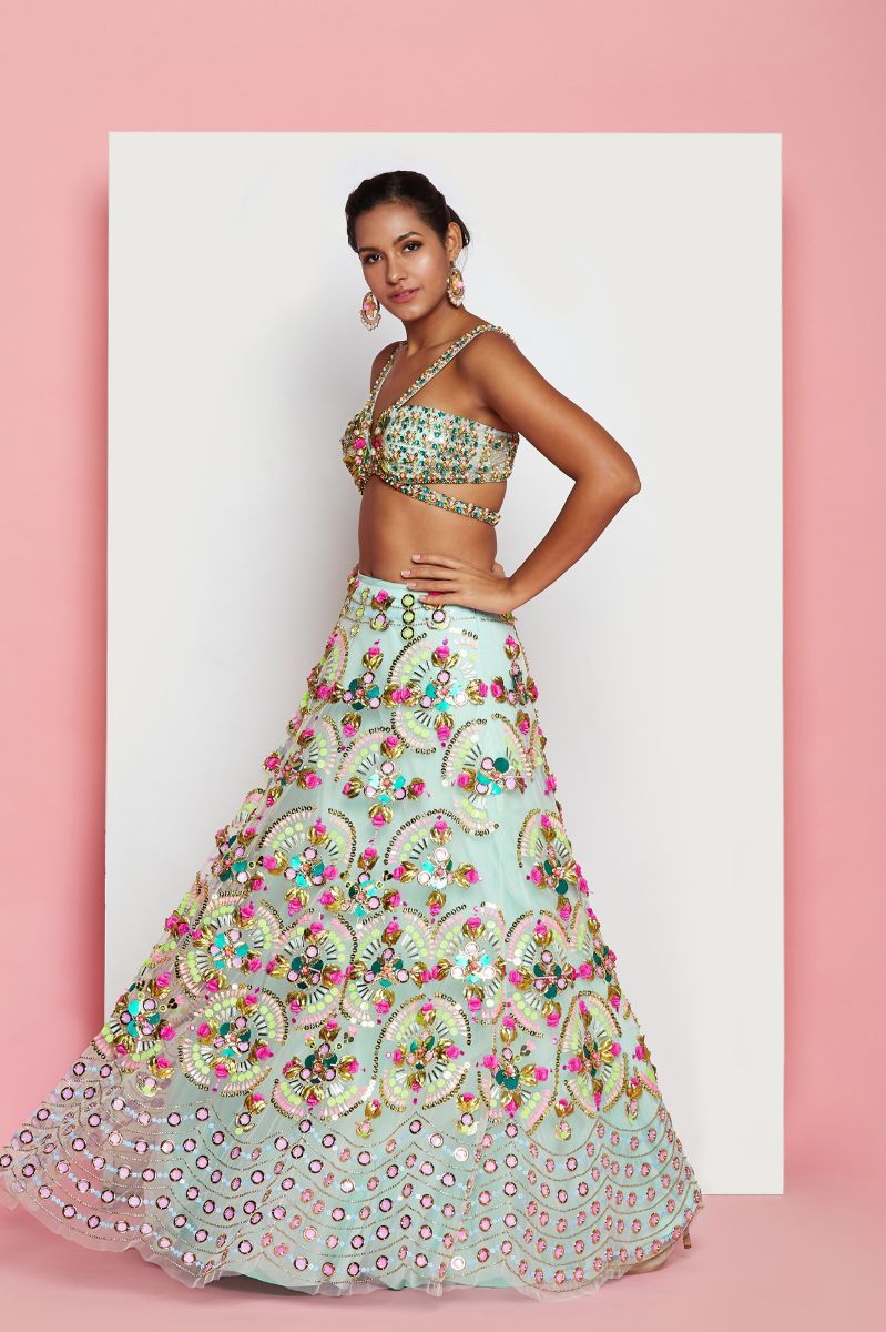 REBEL MINT GREEN LEHENGA SET