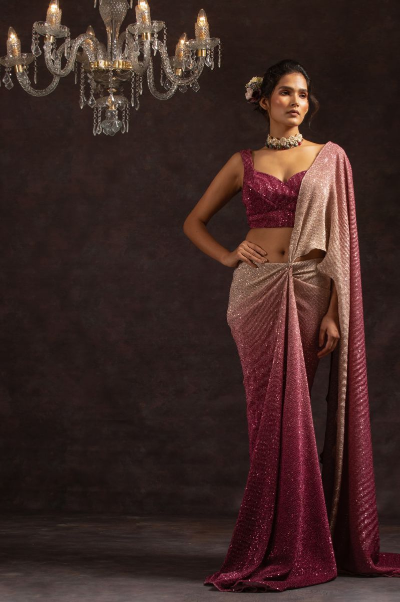 EMBROIDERED PRE-DRAPED SAREE