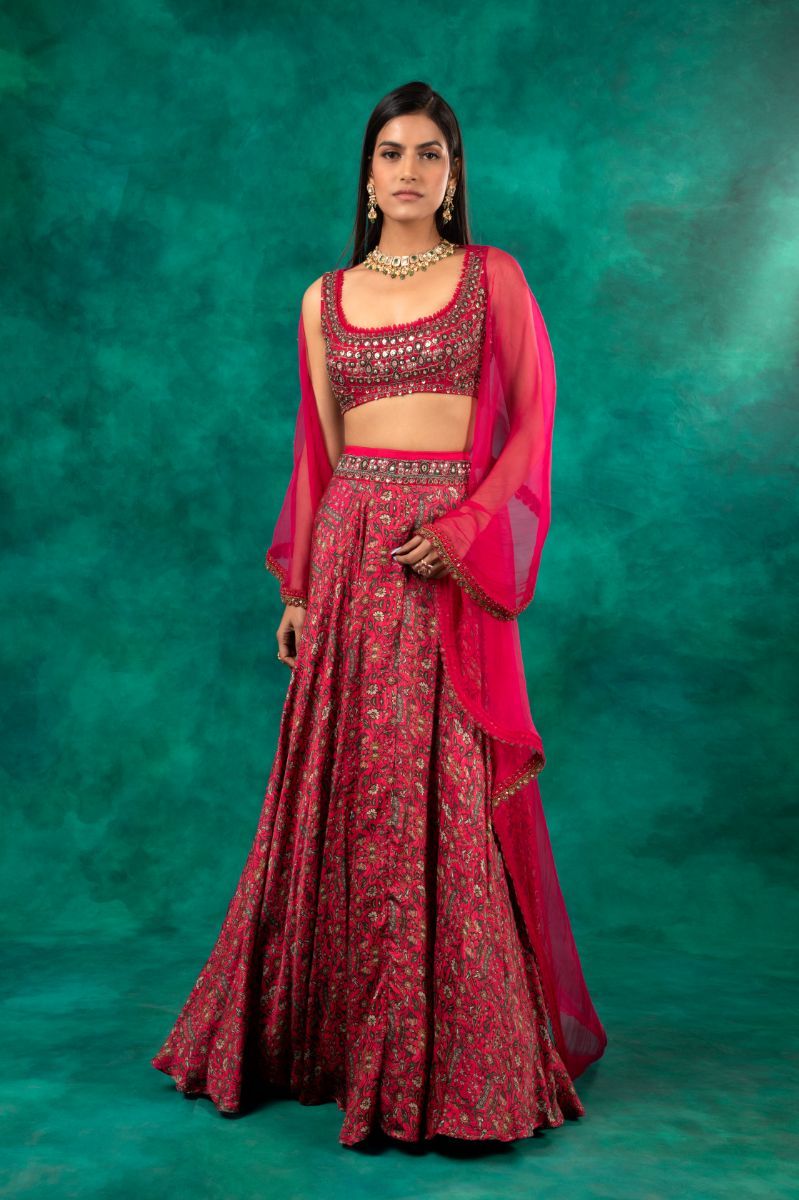 PINK EMBROIDERED LEHENGA SET