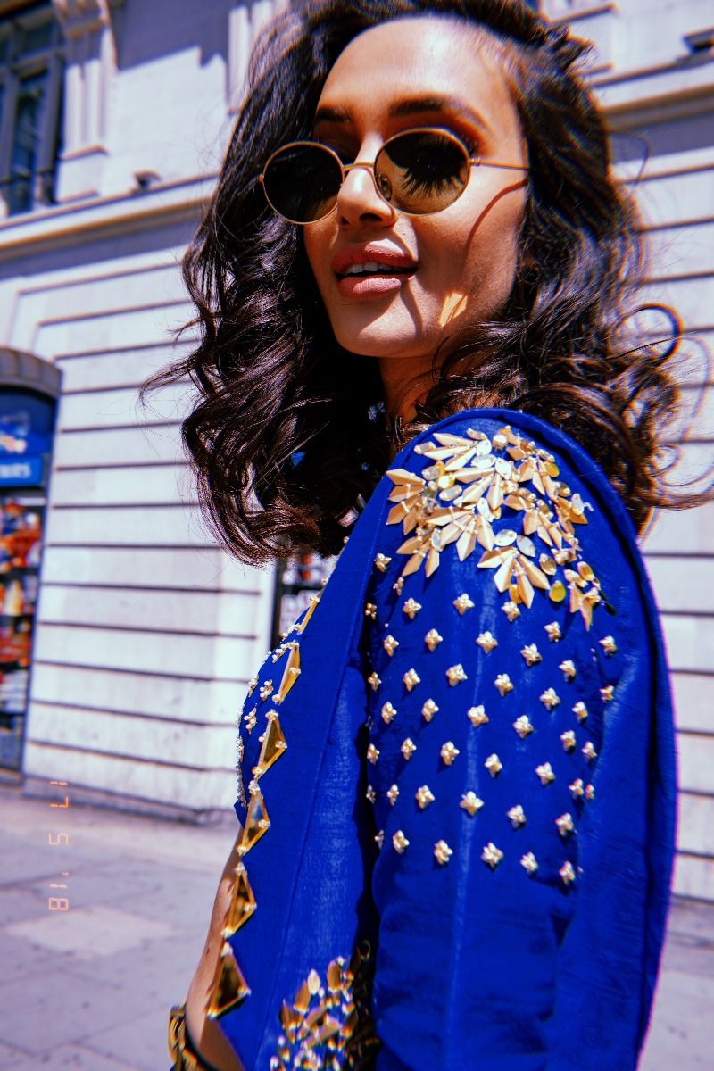 BLUE SHORT LEHENGA SET