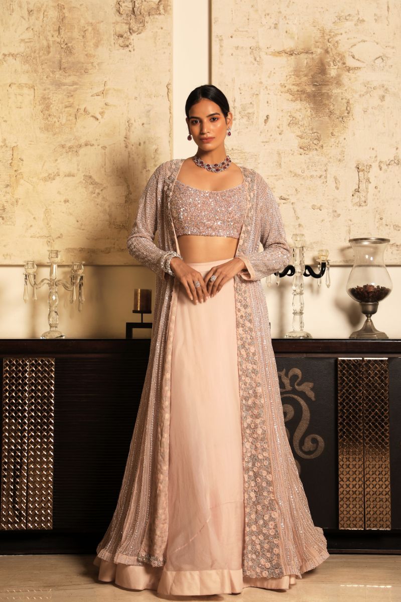 MAUVE EMBROIDERED JACKET SET