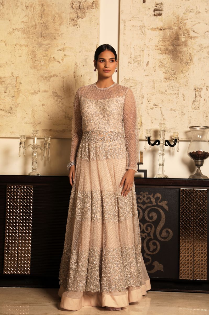 PEACH EMBROIDERED SKIRT SET