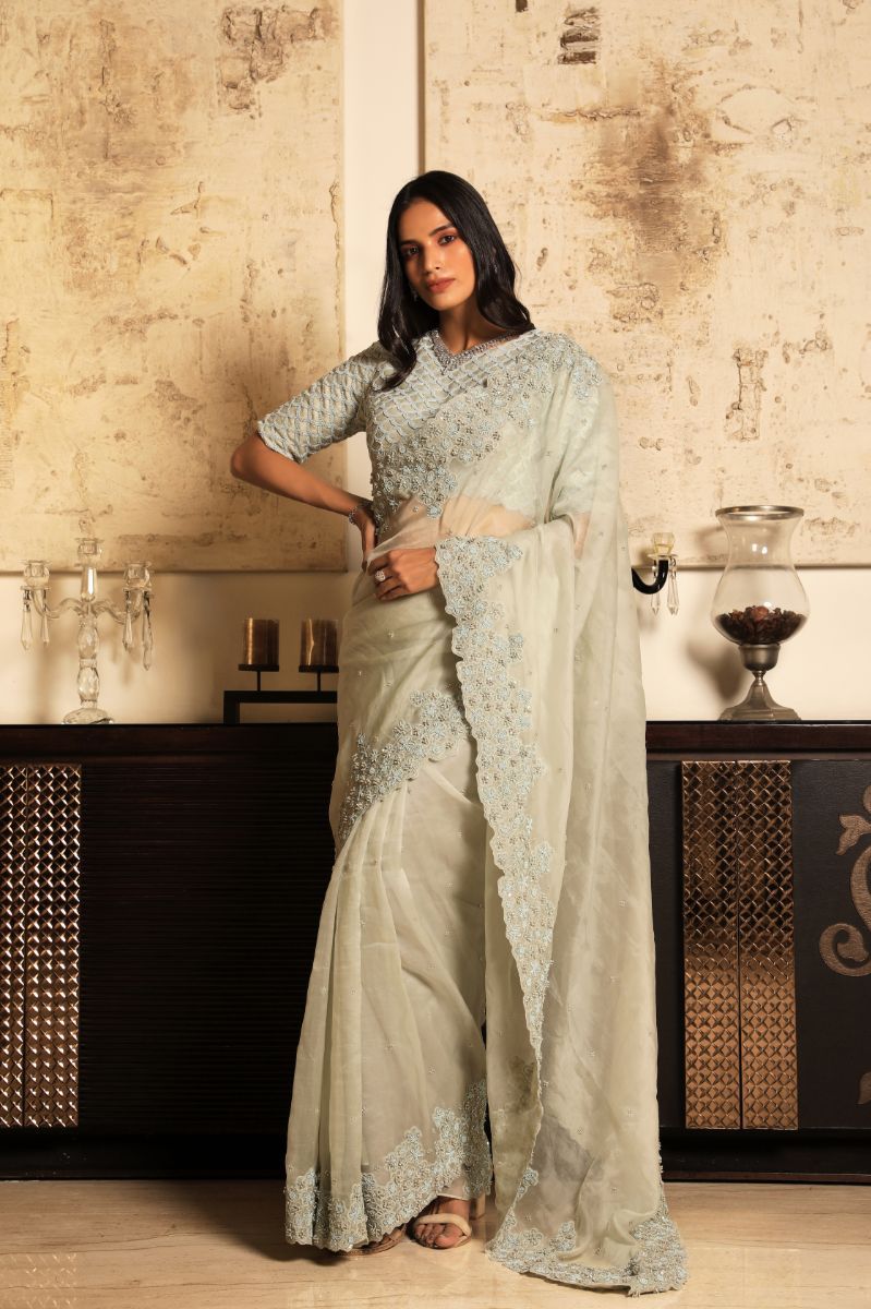 GREEN EMBROIDERED SAREE