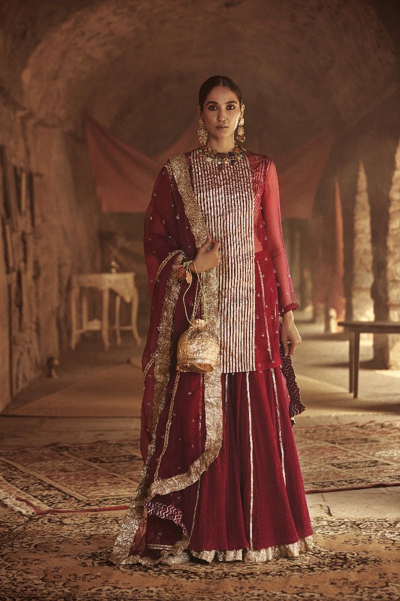 PLUM EMBELLISHED SHARARA SET