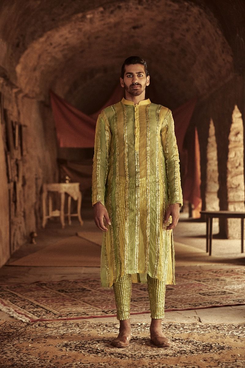 ORGANZA PANELLED KURTA PANT SET